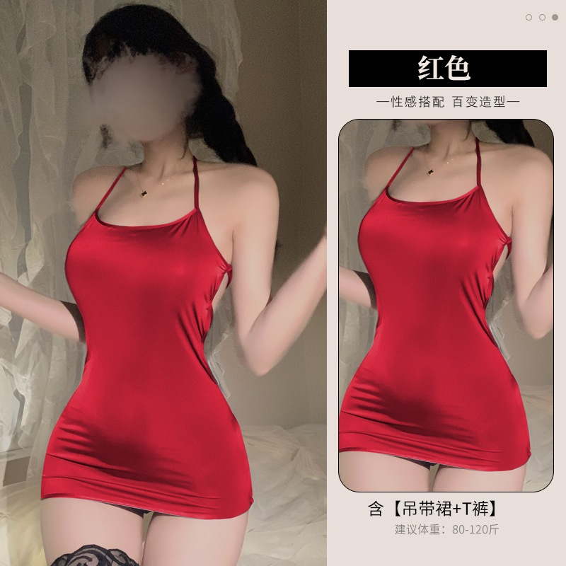 Set Lingerie + G String Seksi Model Gaun Tali Spider