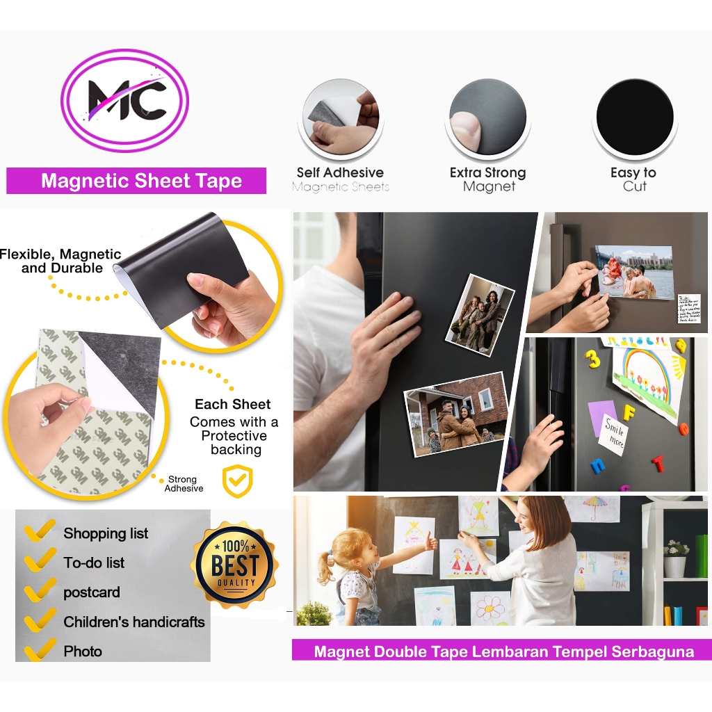 Magnet Tape  Lembaran Tape 3m Besar Magnetic Sheet Magnetic Lembar Double Tape Flexibel Magnet Photo