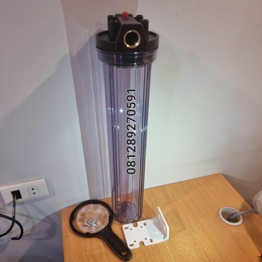 housing filter 20 inch clear drat 3/4 kuningan import taiwan lebih tebal