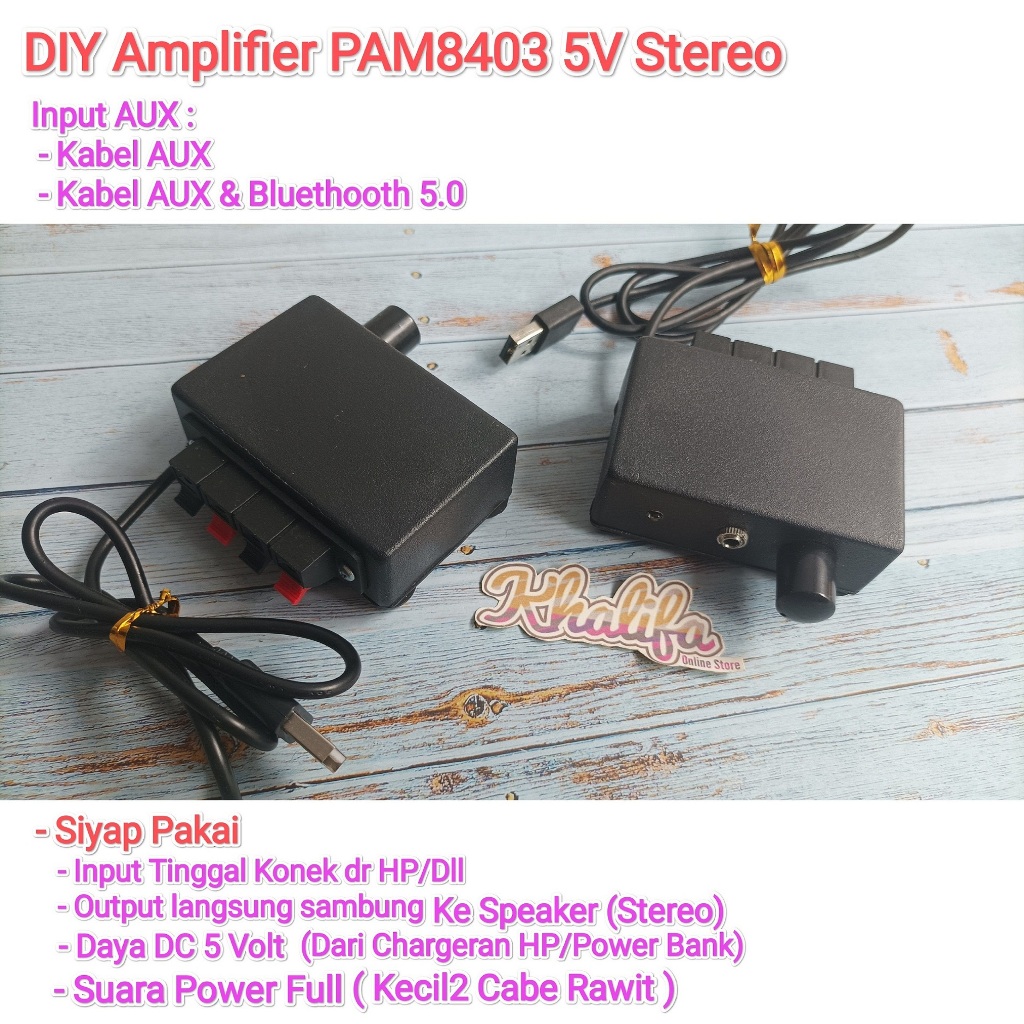 Mini Amplifier PAM8403 Stereo Rakitan DIY Modul Kit Alat Pemutar Musik Lagu Suara Media Player Mp3 M