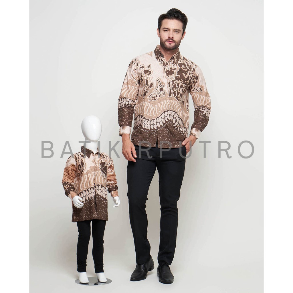 Batik Couple Ayah Anak Coksu, Batik Pria Cream, Kemeja Batik Pria Coklat, Kemja Batik Pria Coksu
