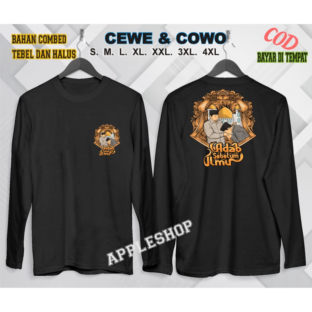 Santri Santriwati Adab Sebelum Ilmu Lengan Panjang kata2 VIiral Kaos Murah Kaos Pria Dan Wanita Kaos