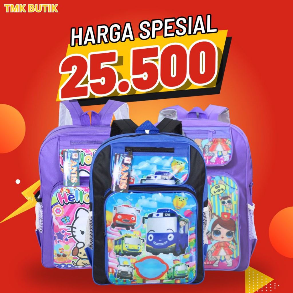 OBRAL DISKON PROMO Tas Anak Sekolah TK SD Gambar Kartun Pink Ungu Tas Anak Kecil Perempuan