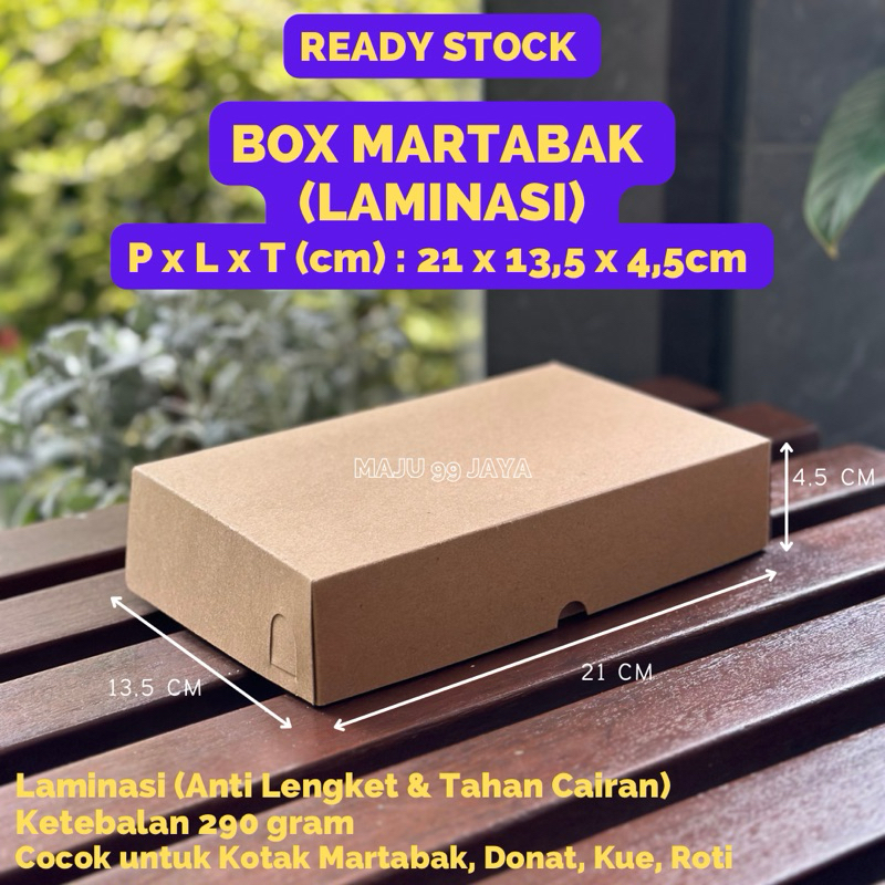 

Dus Box Martabak Laminasi ukuran (21 x 13,5 x 4,5 cm) Ketebalan 290 gsm / Kotak Wadah Martabak Kraft - Kemasan Makanan Take Away