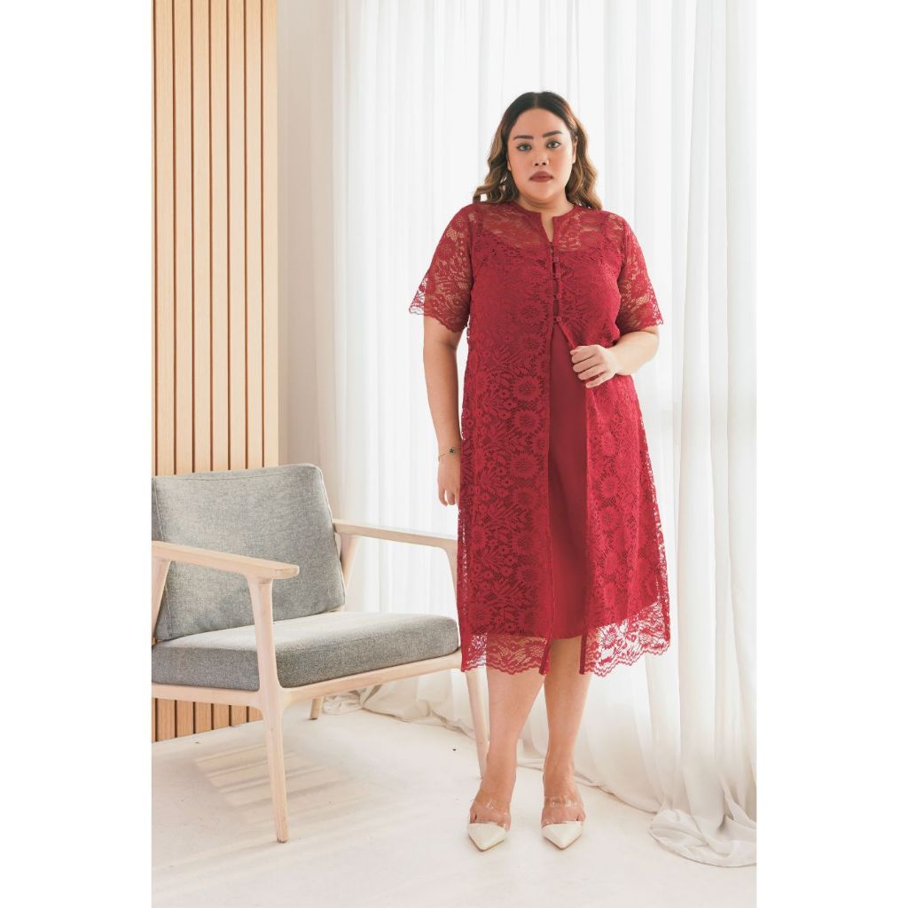 Xtramiles - Vallice Ladies Dress Pesta Big Size Jumbo LD 130 Dress Brokat Premium Plus Size Jumbo