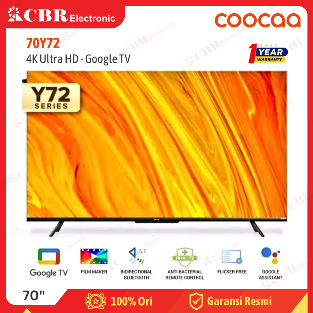 TV Coocaa 70 Inch LED 70Y72 (4K UHD - Google TV)