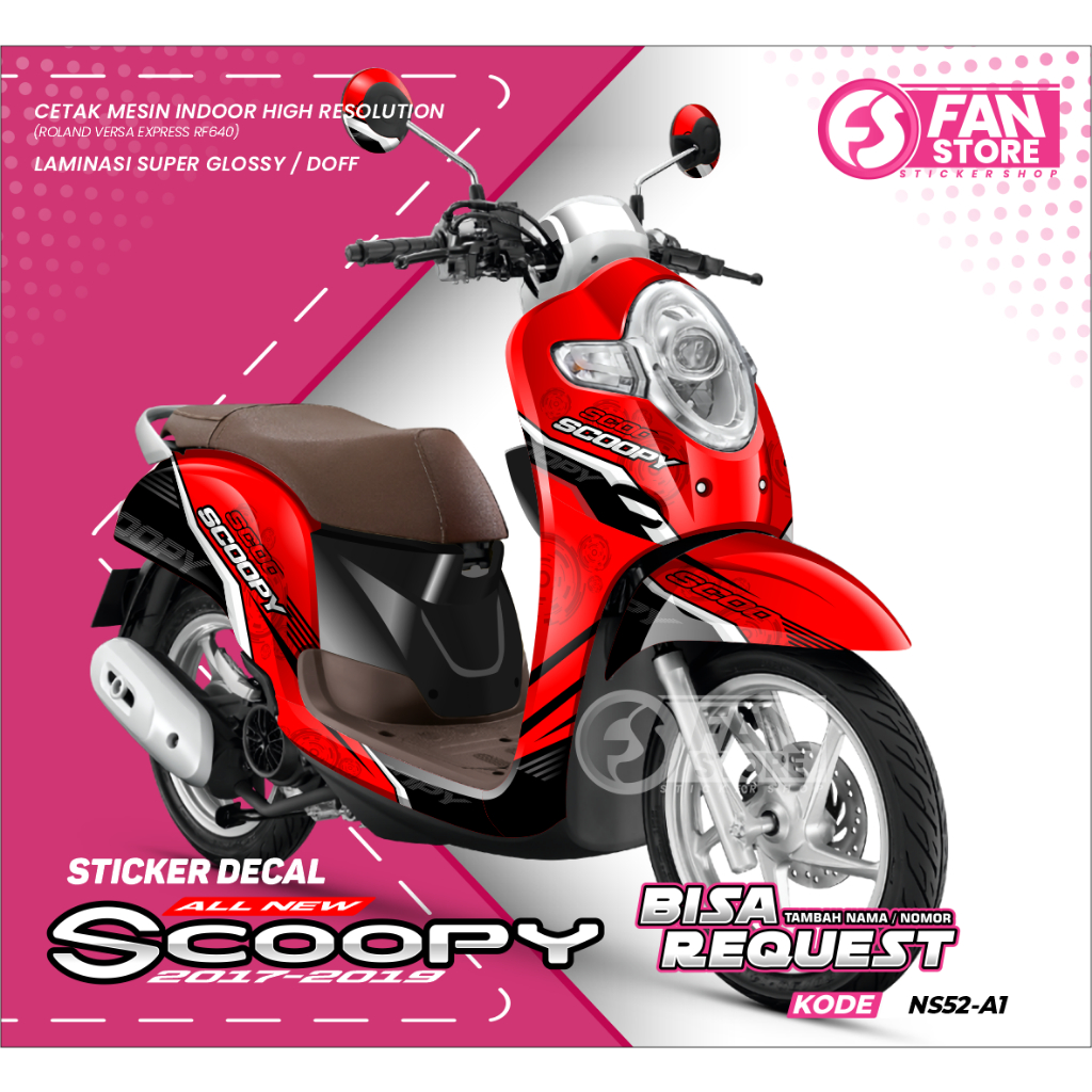 Decal scoopy full body Full Blok Sticker Scoopy New Fi 2018 2019 Simpel