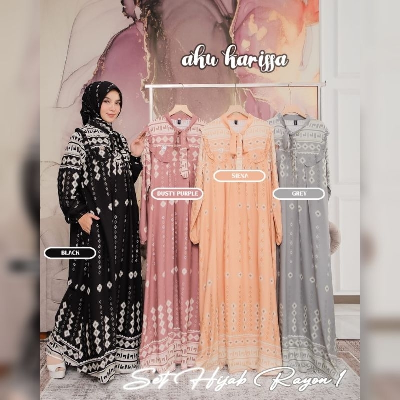 Gamis set hijab aku karissa/gamis set rayon viscose aku karissa/Set hijab milva aku karissa