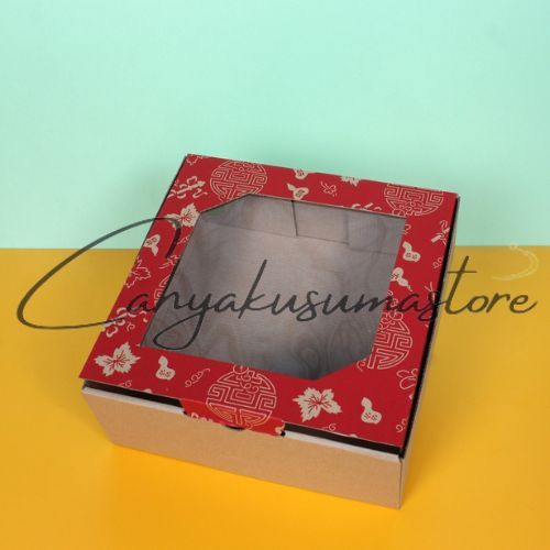 

( 10pcs ) Dus Mika Imlek isi 4 Toples 500gr Box Pudding Sincia Kotak Kue Lapis Legit CNY Ukuran 25x25x10 cm