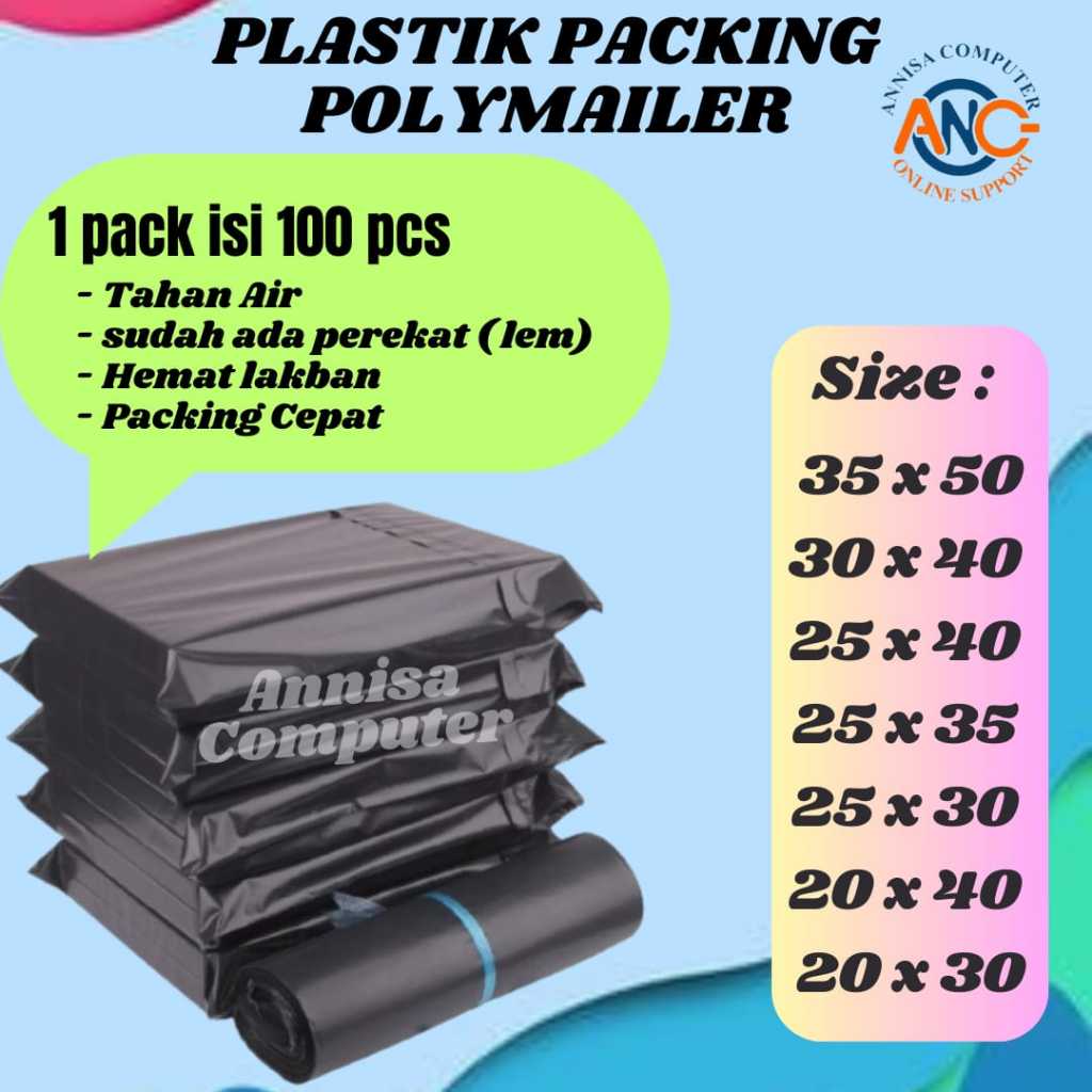 

Plastik Polymailer Hitam / Plastik Packing isi 100 pcs / Bahan Tebal