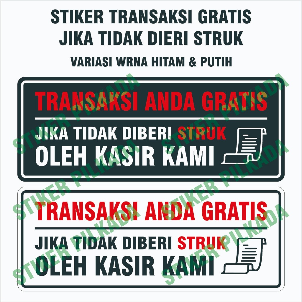 

STIKER VINYL TRANSAKSI GRATIS JIKA TIDAK DIBERI STRUK ( DIJUAL SATUAN )