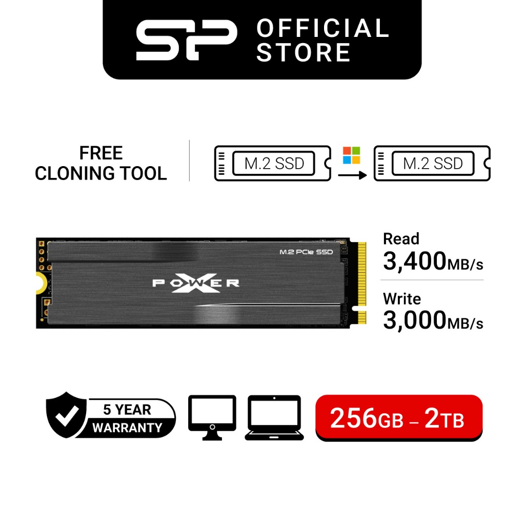 Silicon Power XPower XD80 Heatsink SSD 265GB 512GB 1TB 2TB M.2 2280 NVMe Gen 3