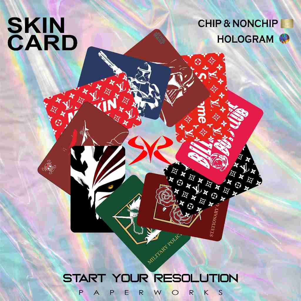 

HOLO Skin Card / Skin Kartu / Sticker Kartu ATM Chip Hologram anime / brands / Jujutsu Kaisen / Ichigo / Naruto / One Piece / Shingeki No Kyojin / Supreme / Nasa / Space X / Star Wars / Darth Vader / Marvel Avenger / Stormtrooper DLL - Stiker