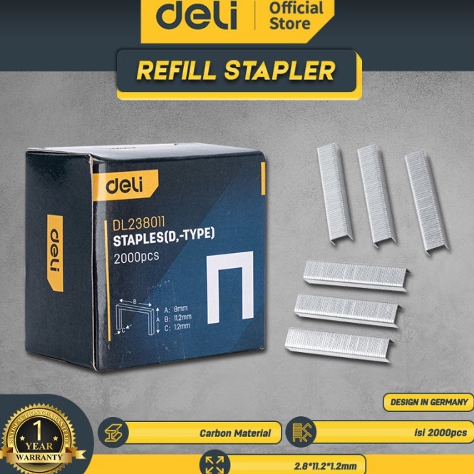 

R3adystck Deli Refill Stapler Isi Ulang Refill Staples 8 x 112 x 12mm2pcs Perkakas EDL23811 282