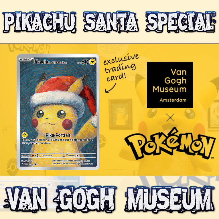 KARTU POKEMON TCG HOLOGRAM SPECIAL PIKACHU SANTA VAN GOGH MUSEUM