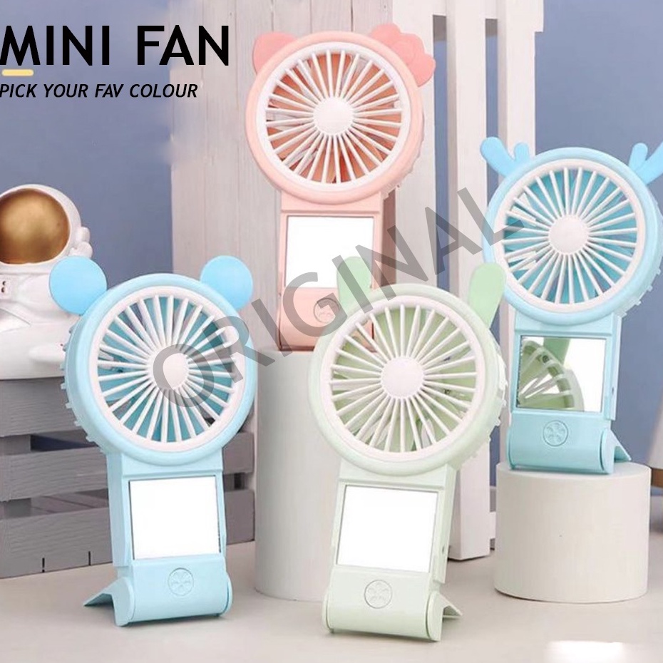 LBS YIISO  Kipas mini  kaca rias Makeup 2in1 Lipat Usb Portable Charger Mini Fan Kipas Usb Pengisi D