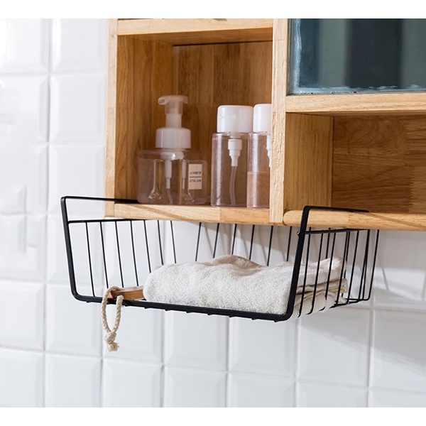 Untuk AndaT9f9E Rak Gantung Keranjang Penyimpanan Rak Lemari Penyimpanan Lemari Gantung Berlapis Kab