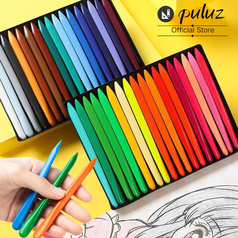 

E69 Puluz HIGH QUALITY Crayon Lab Non Toxic Crayon Triangular Crayon Lab Triangle Crayon Plastik Anti Kotor Tangan Langsung Beli Gan