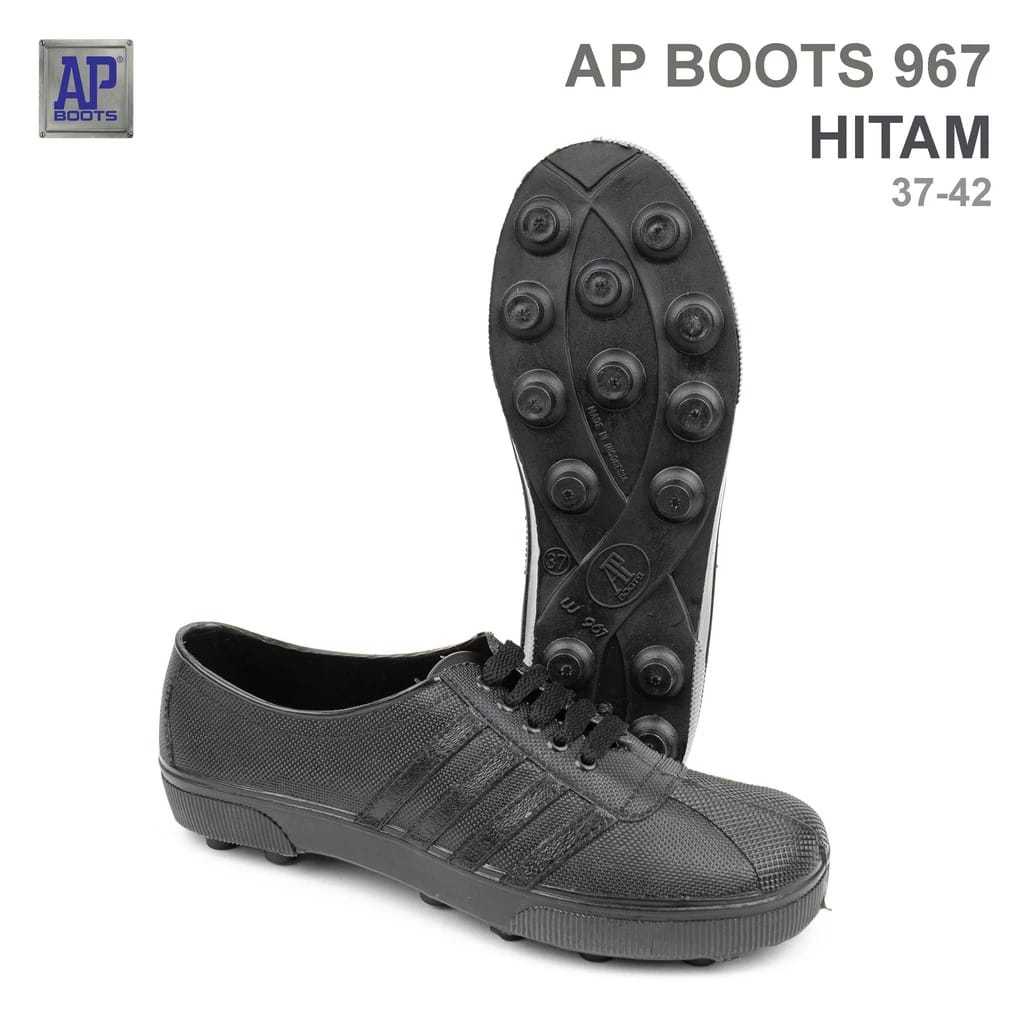 Terbaru Sepatu Ap Boot Pool Hitam 967/ Sepatu Bola Karet/Sepatu Kebun