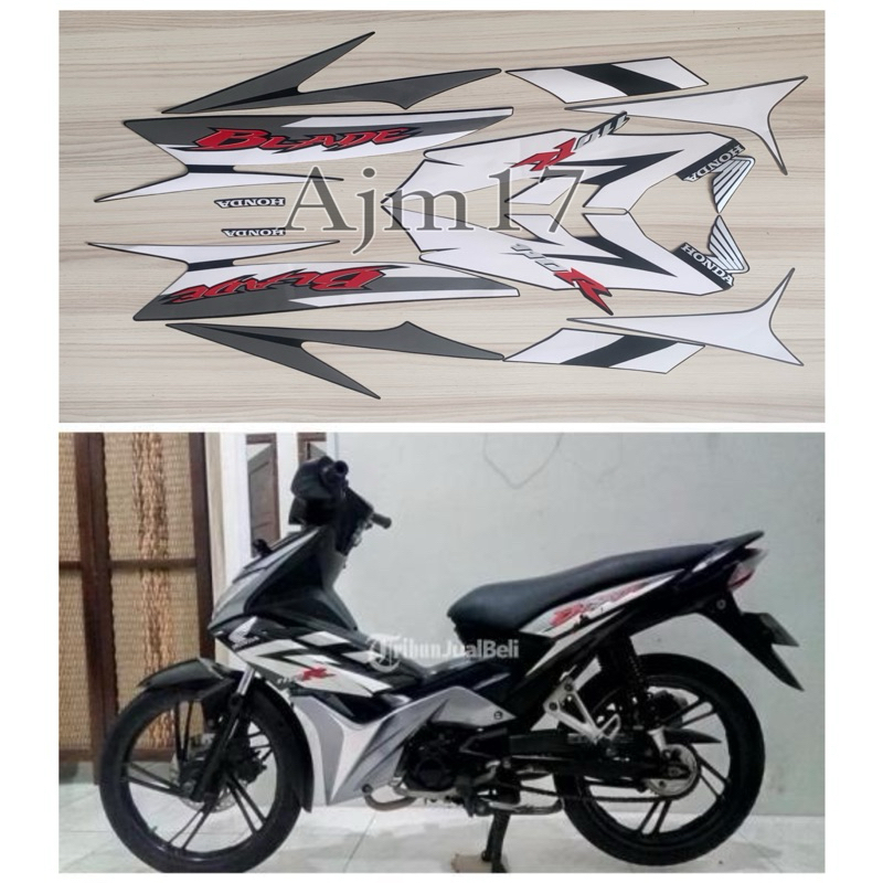 STIKER STRIPING MOTOR BLADE 110 TAHUN 2009 HITAM SILVER