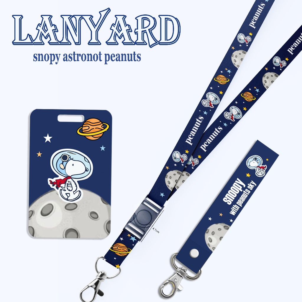 

STRAP LANYARD CARD HOLDER Snopy Astronot Peanuts ID Card Gantungan Kunci Handphone