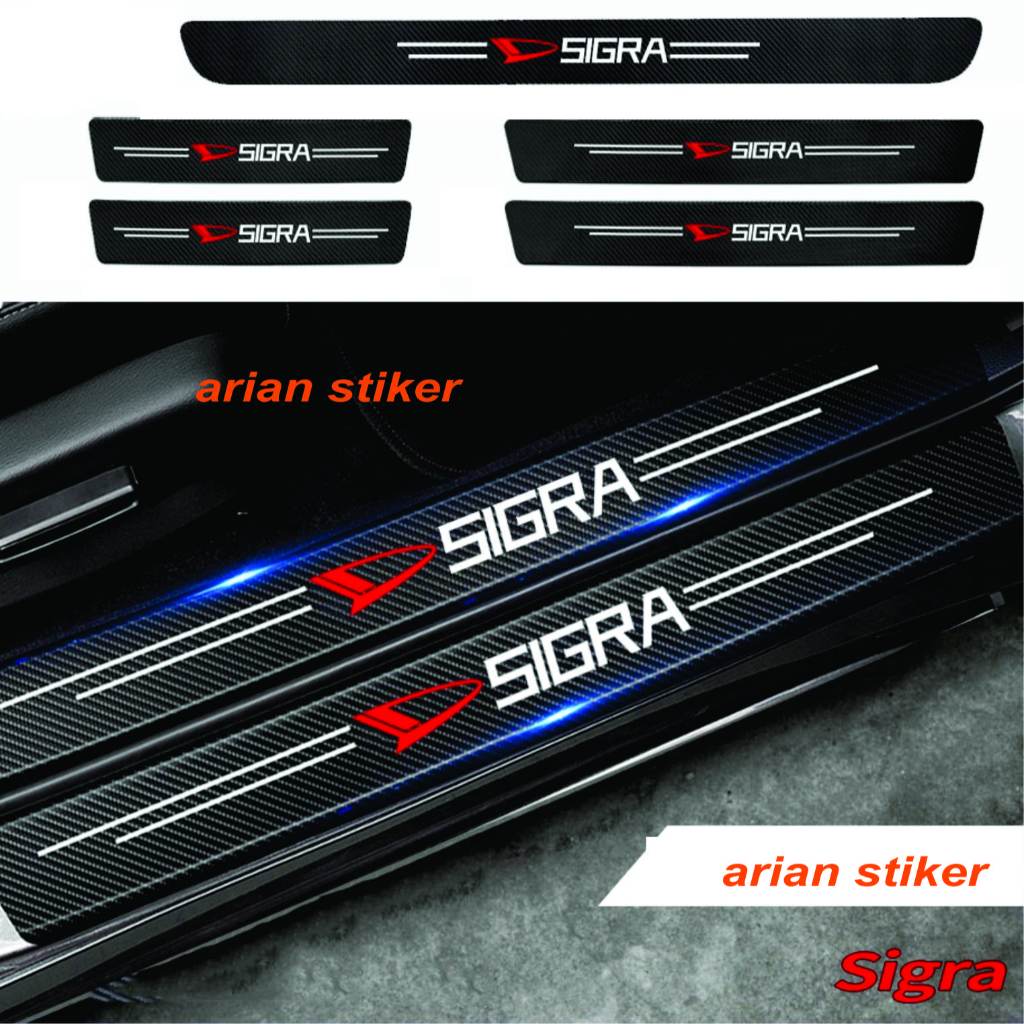 5pcs stiker karbon mobil Sigra stiker pelindung pintu samping dan bagasi mobil Daihatsu Sigra