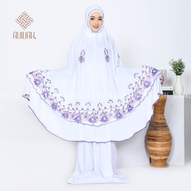 Mukena Renda Mewah Bordir Rayon Putih