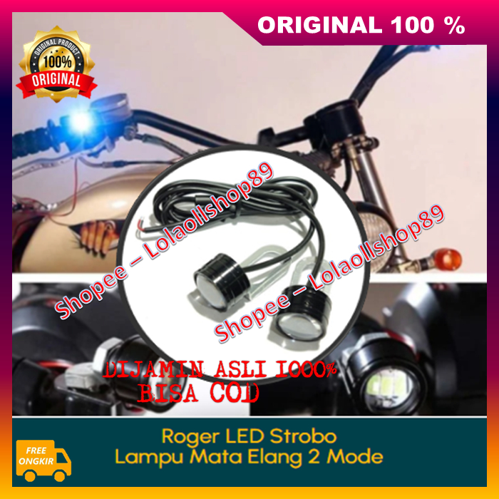 BELI 1 DAPAT 2 PASANG Roger Led Strobo Lampu Mata Elang 2 Mode Super Terang 100% ASLI ORIGINAL