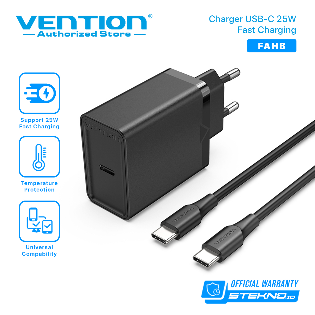 Vention Charger USB Type C + Kabel Data type C Super Fast Charging 25W Samsung Android