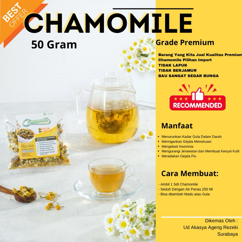 

TEH BUNGA CHAMOMILE 500 Gram (GRADE PREMIUM SUPER)/ Bunga Camomile Super / Obat Insomnia Herbal /Teh Kamomile