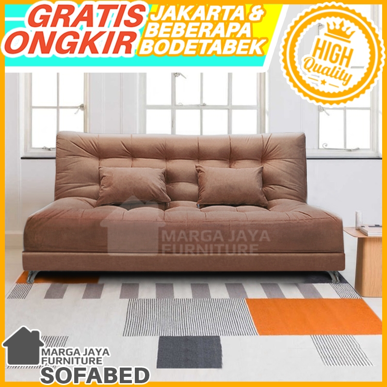 Sofa bed Minimalis Bludru Coklat Brown Platinum kursi tamu sofabed lipat 2 3 Seater
