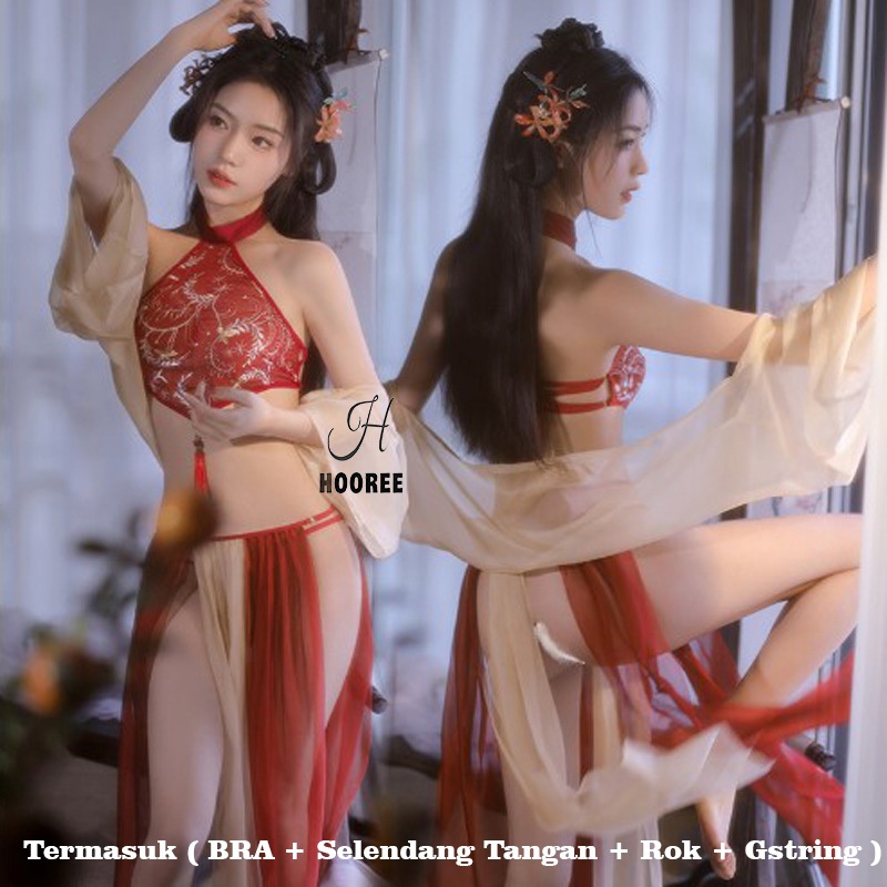 Lingerie Sexy Hot Binal Cospay Costume Hanfu Dinasty Chinese Bra Oriental Baju Dinas Malam 2828
