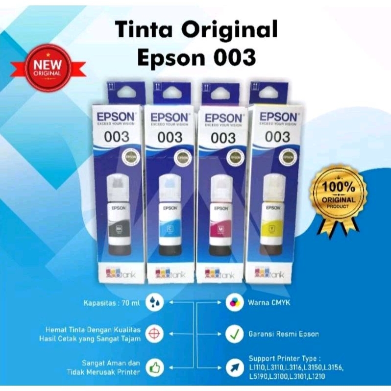 Tinta Epson 003 Original L1100 L1200 L3100 L3200 L5100 L5200