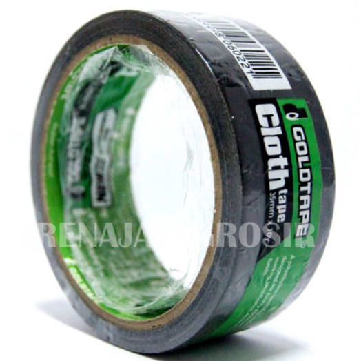 

GOLD TAPE CLOTH LAKBAN KAIN HITAM 35 MM X 10 Y selotip murah