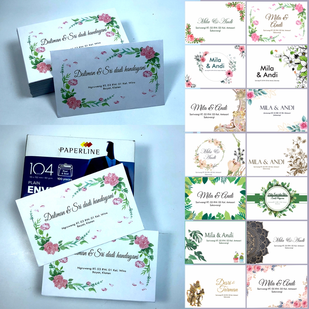 

(isi 100lbr Custom nama & alamat) Cetak Amplop Kondangan Wedding Envelope Amplop sumbang | amplop custom nama | amplop motif | amplop aesthetic