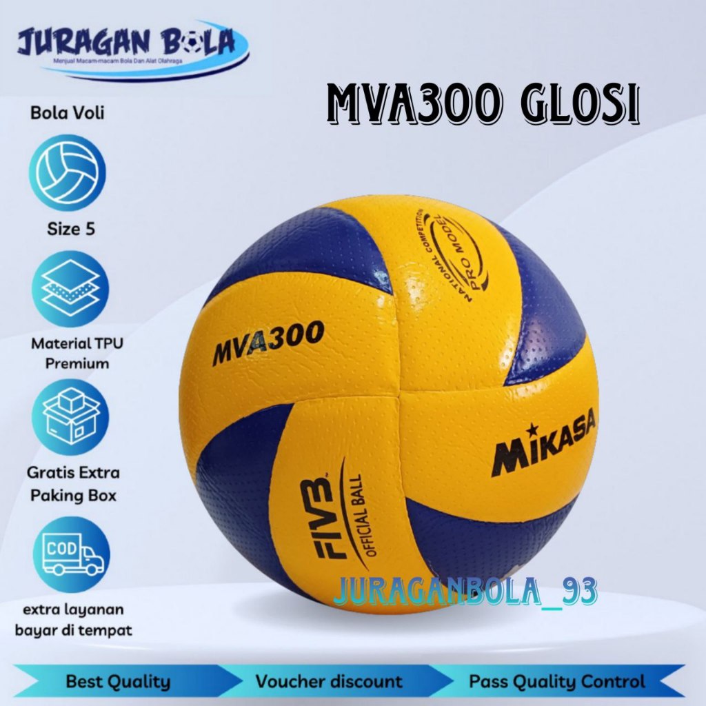 Bola Voli Mikasa Volly MVA300 Glosy Voly empuk Volley Asli Top Grad Ori
