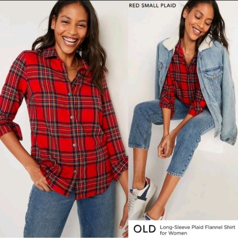 Kemeja Flanel OLD NAVY / Flanel Boyfrie Shirt Unisex Outer Pria Wanita