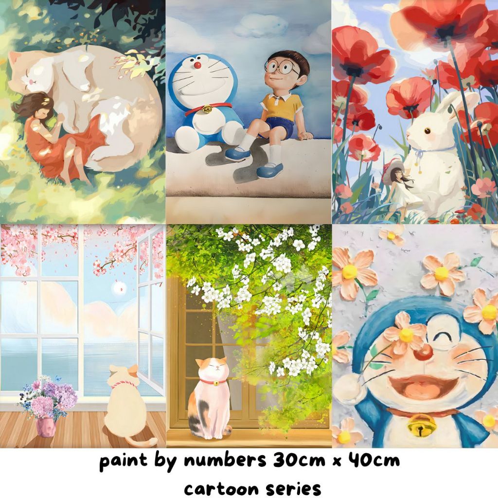 

[Papapa Store] - COD - Paint by number 30 x 40cm Canvas Paint By Number Kit Digital Oil Painting DIY Painting kit Lukisan - Cartoon Series