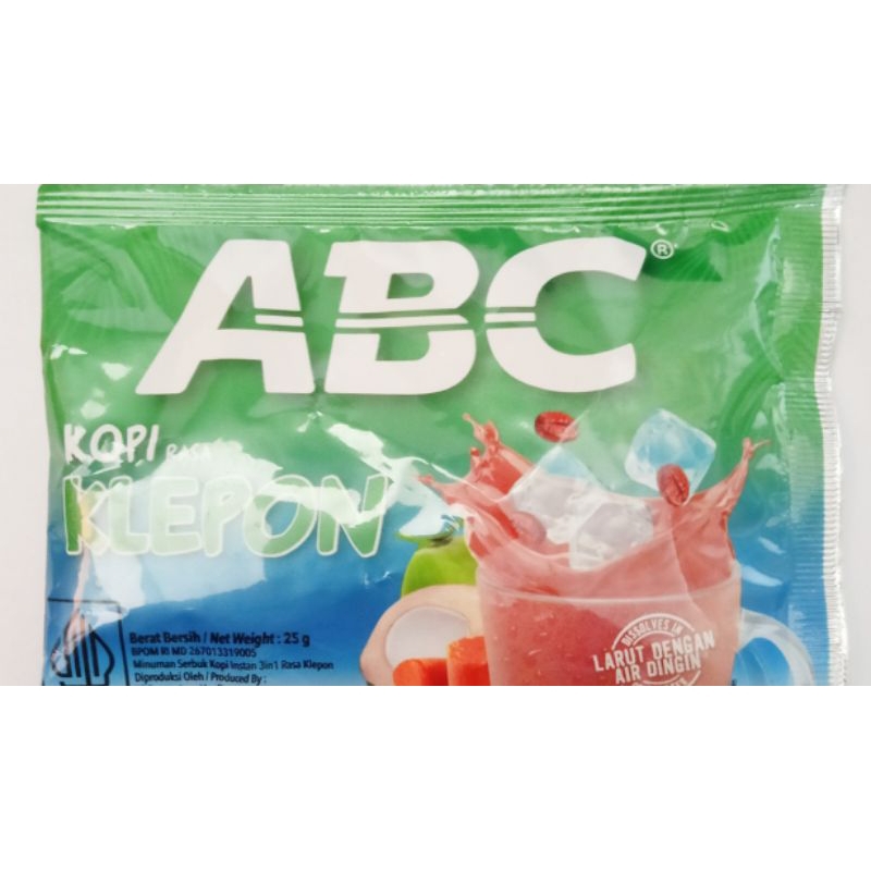 

kopi ABC rasa klepon per renceng isi 10 sachet