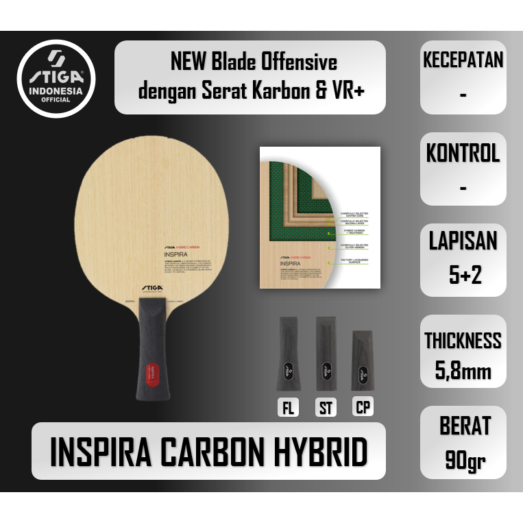 INSPIRA Hybrid Carbon | Kayu Blade Pingpong ITTF Original STIGA