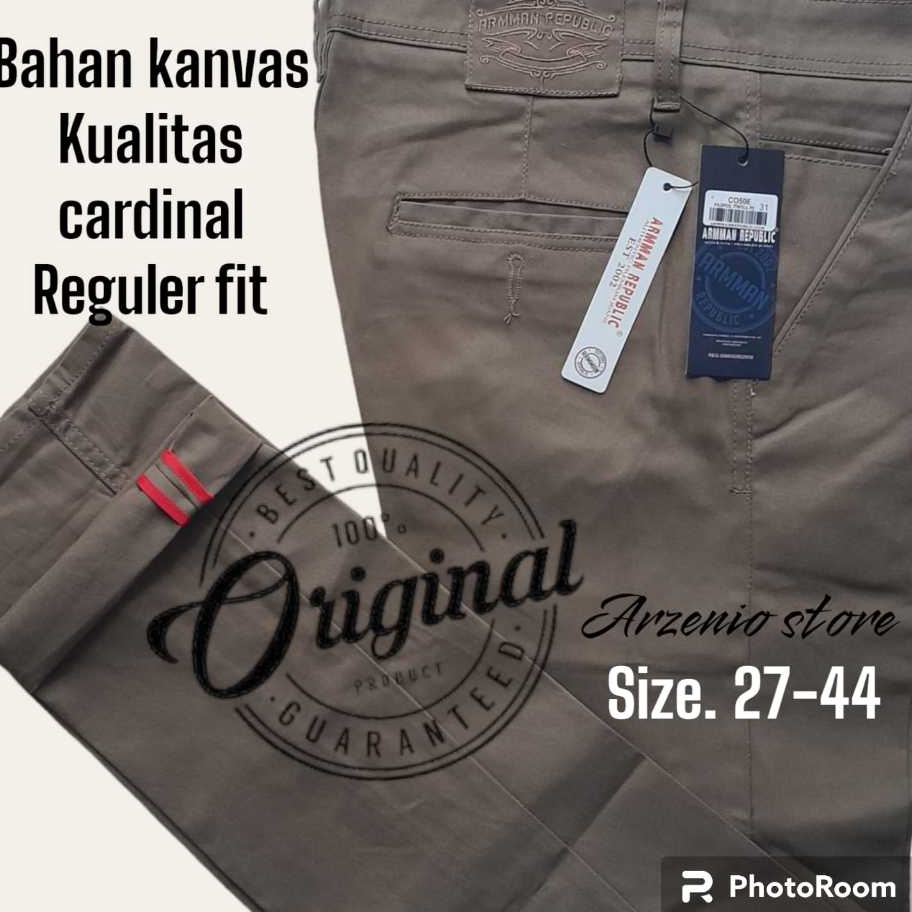 Langsung Dapat Potongan Celana Panjang Pria Chinos Premium Original 1 bahan kanvas cardinal arman republic Jumbo 27 Sampai Big size 44