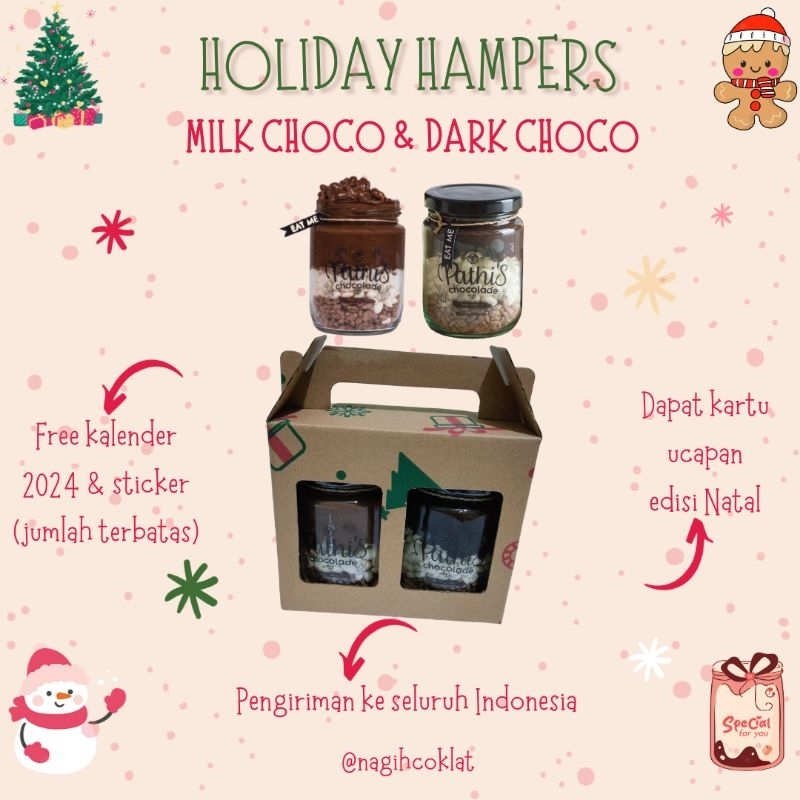 

Pathis Chocolade - Festive Hampers Natal/Christmas & New Year | Gift Set Box Parcel Natal Tahun Baru (Cemilan cokelat lumer - Choco Crunchy in Jar) - @nagihcoklat
