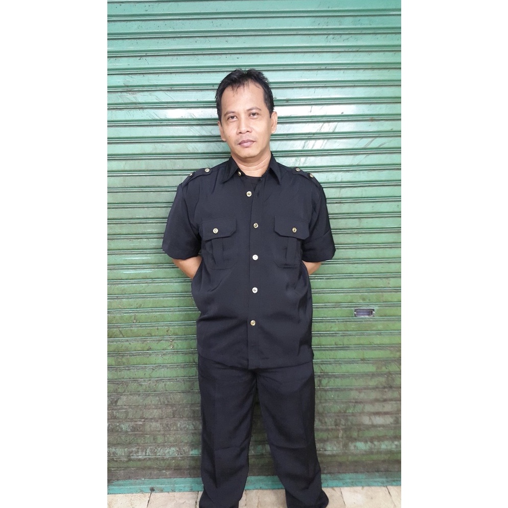 Miliki Safari Hitam Pendek Safari Pria Safari Satpam Seragam Driver Safari Biru 8D