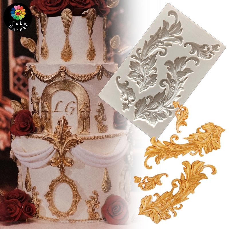 Ready- Cetakan Fondant Silikon Daun Bulu Barok Eropah Besar Coklat Sugarpase Lem Resin Epoksi Eropa