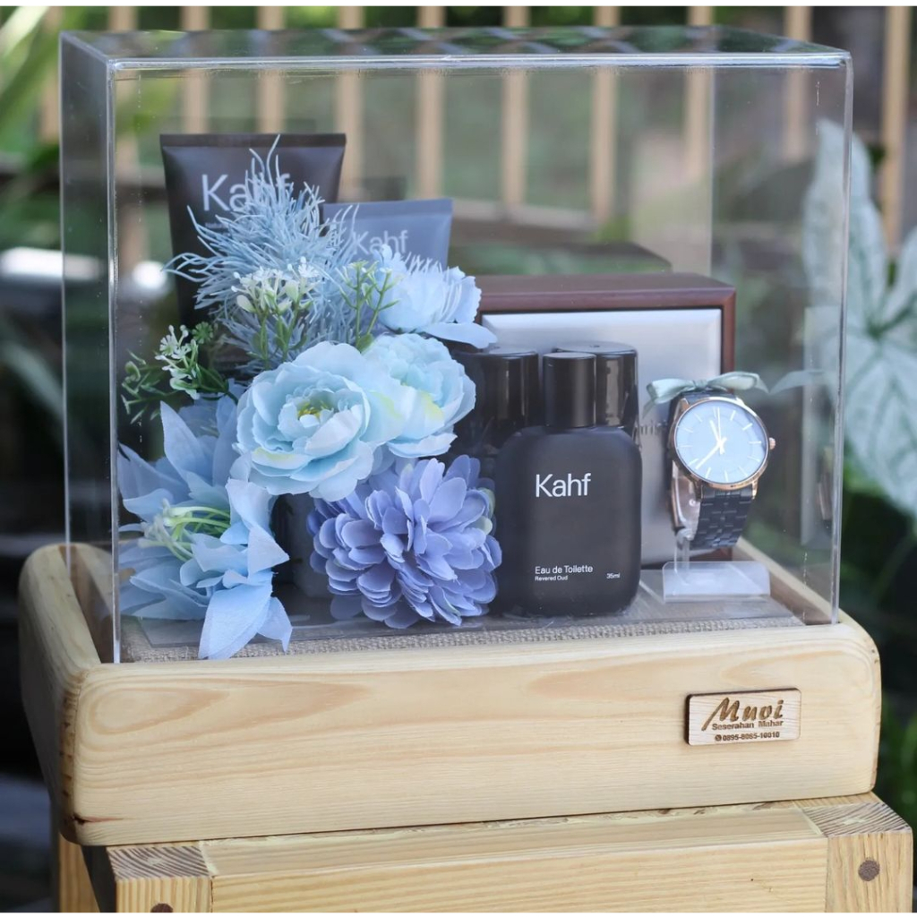 KOTAK BAKI SESERAHAN RUSTIC  SUDUT OVAL TUTUP AKRILIK