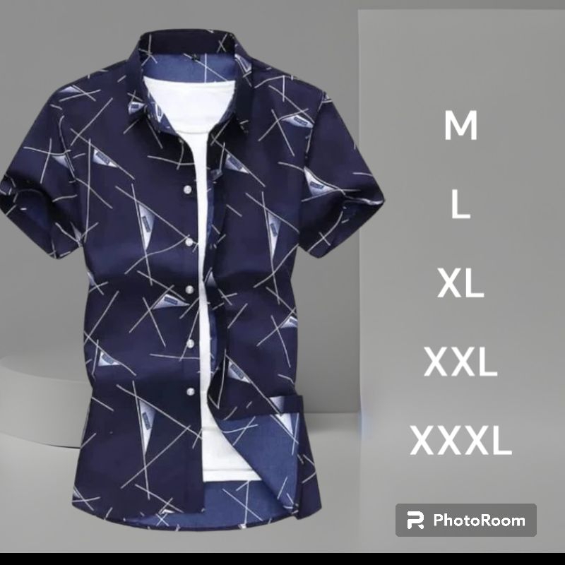 Kemeja pria motif lengan pendek jumbo M L XL XXL XXXL / kemeja motif pria / kemeja motif terbaru / k