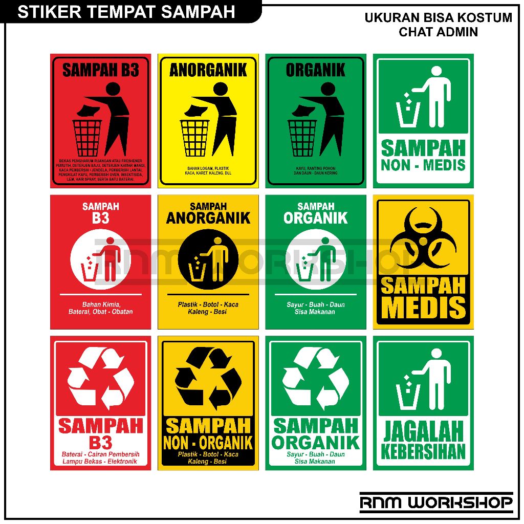

Stiker sampah b3, organik dan anorganik