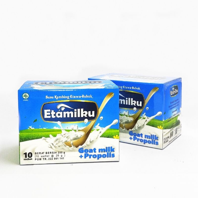 

Susu Kambing Etawa Bubuk ETAMILKU Goat Milk Plus Propolis 10 sachet 100% Original
