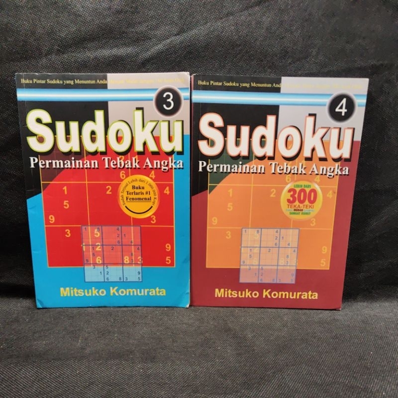 Buku Sudoku permainan tebak angka, 3,4, Mitsuko Komurata, Mitra Media.