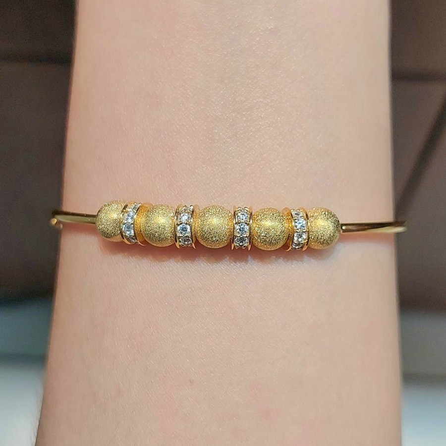 Gelang Kaku Emas 16K 700 Fashion Bola Zircon 5.89 Gram (GH39)